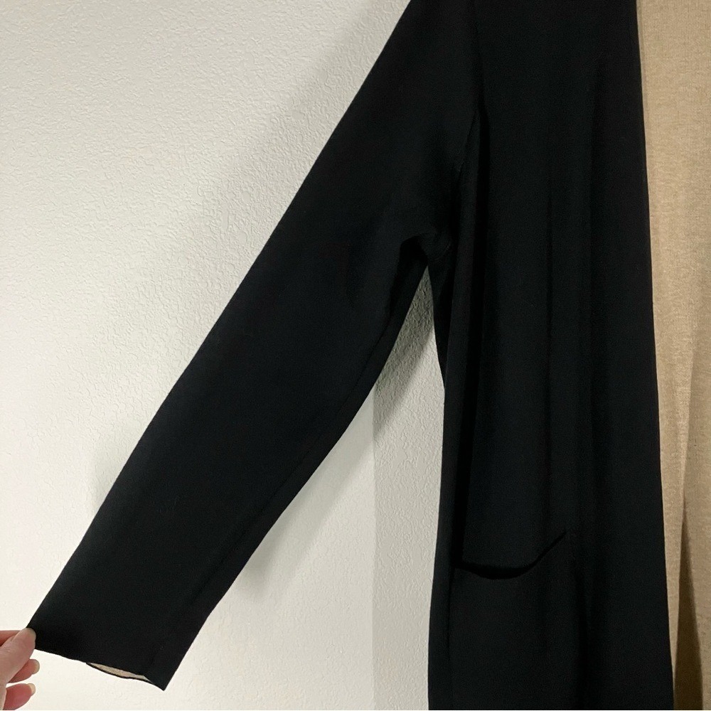 J JILL Longline Cotton Cardigan Duster Sweater 1X Pockets Minimalist Work Black - Picture 6 of 11